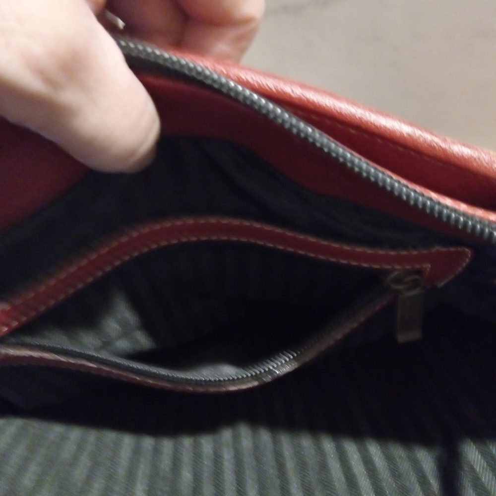 ClareChase Maroon Leather Computer Bag with Buckle Detail - Picture 6 of 12